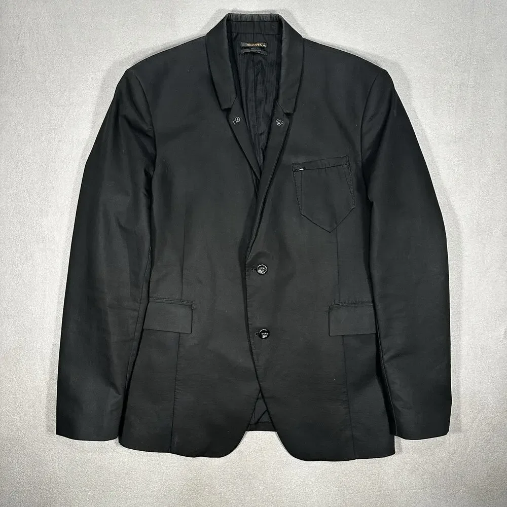Diesel Men’s Leather Coated Cotton Blazer Sport Coat Black XXL Made in Romania